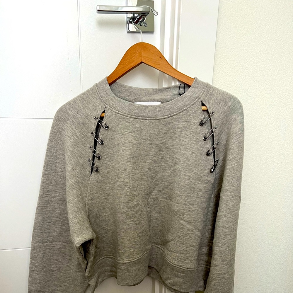 Kooples x Sport Soft Fleece Safety Pin Detail Sweatshirt